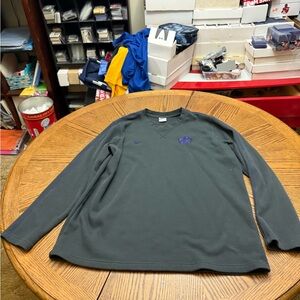 Nike K-State Charcoal Long Sleeve Henley style shirt (Team Issued)
